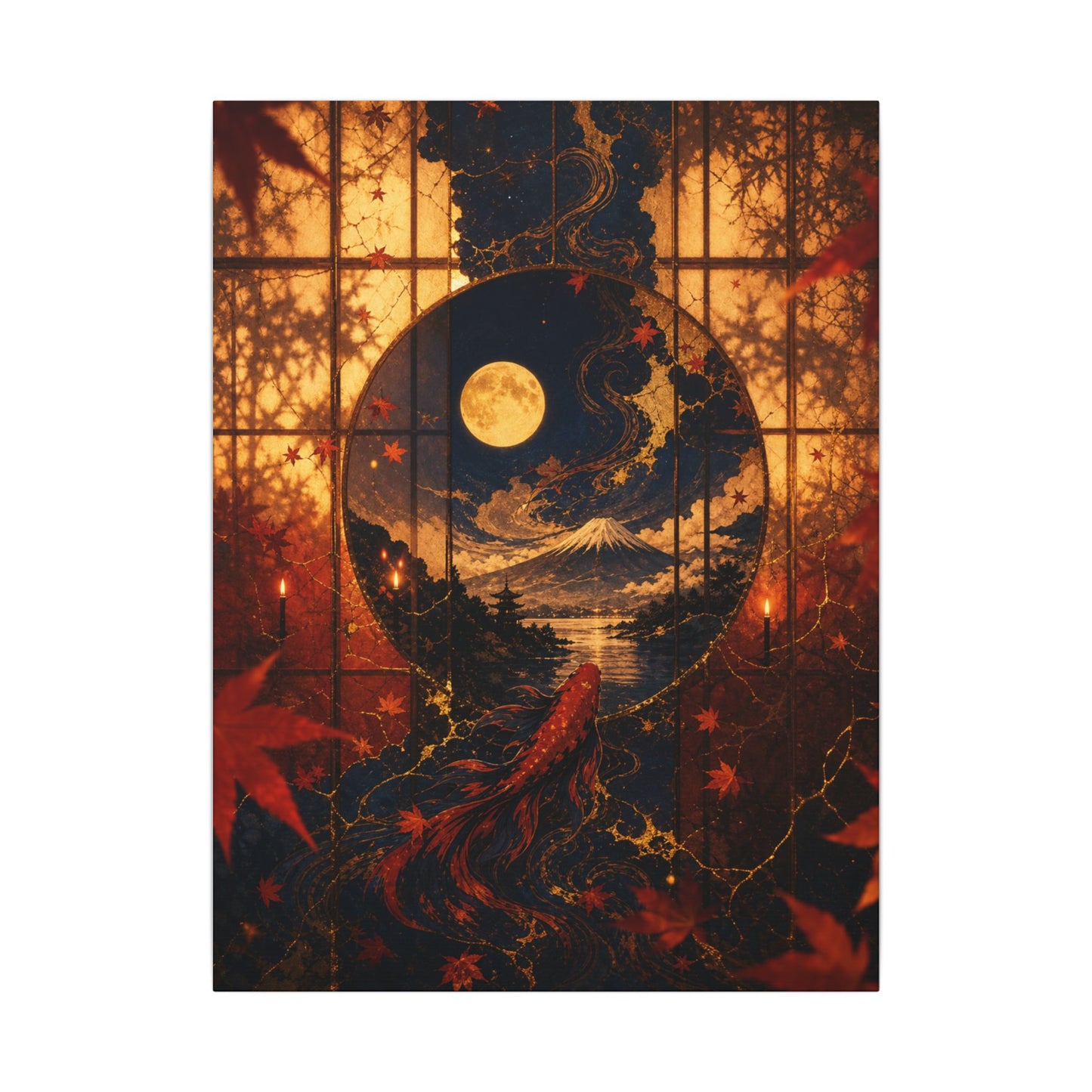 Beautiful Shoji Screen Canvas Art - Gold Vein Kintsugi