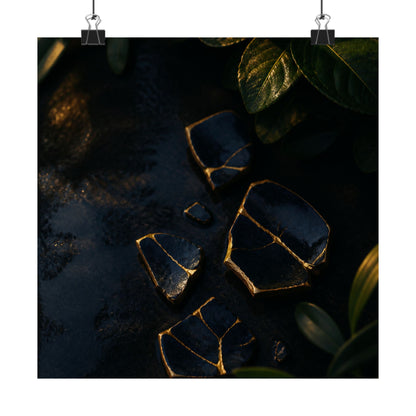Broken Pottery Wall Art Print | Summer Dark Japandi Moody Minimal Art