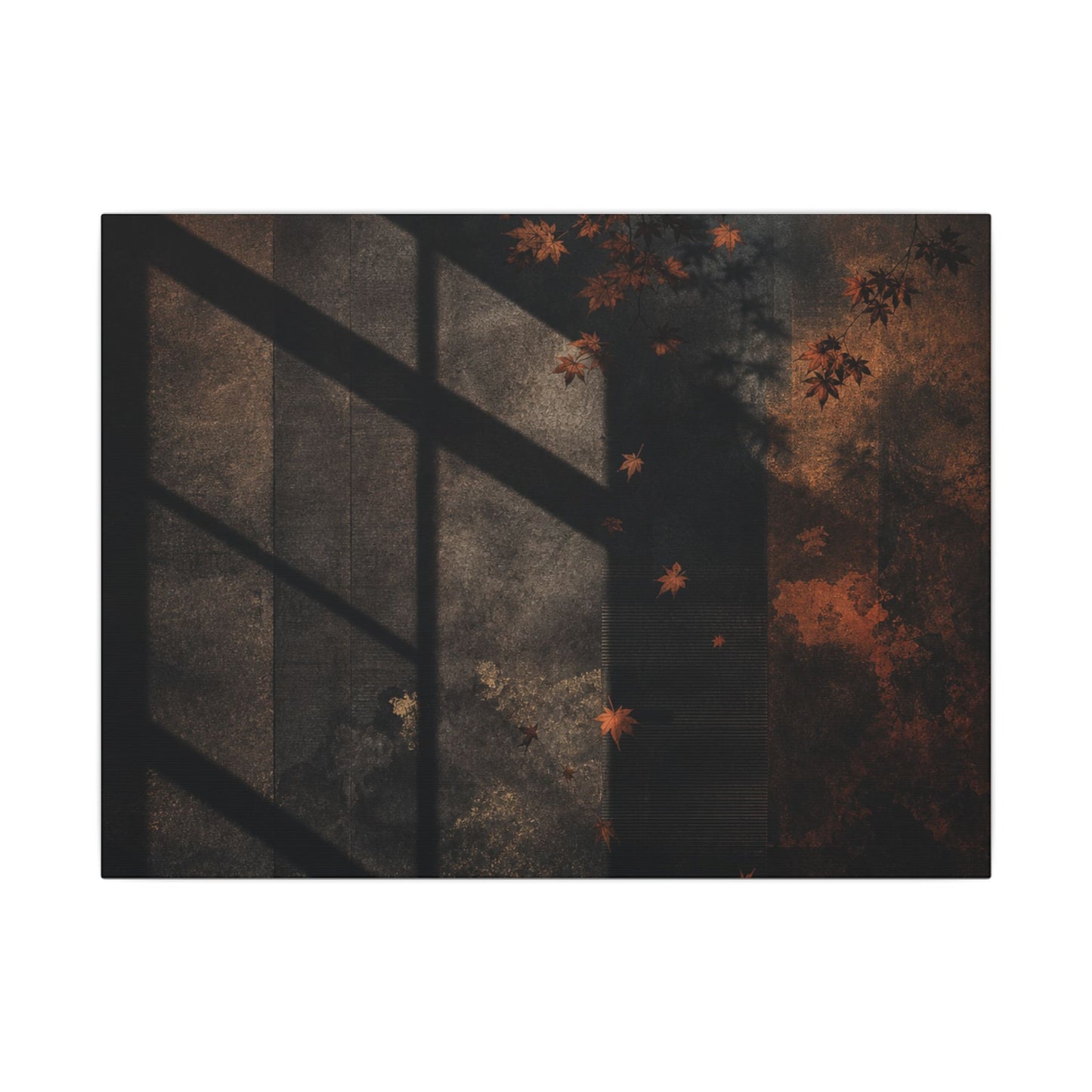 Sophisticated Shadow Play Canvas Art - Dark Texture Dark Japandi