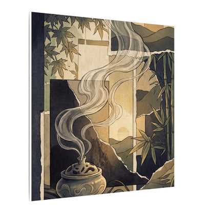 Tranquil Incense Smoke Canvas Art - Ukiyo E Inspired Zen