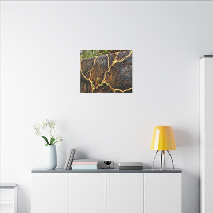 Mono No Aware Rust Patina Canvas Art - Kintsugi Gold Repair
