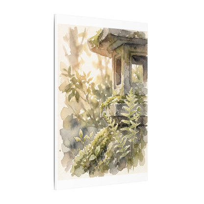 Earthy Stone Lantern Canvas Art - Watercolor Japandi
