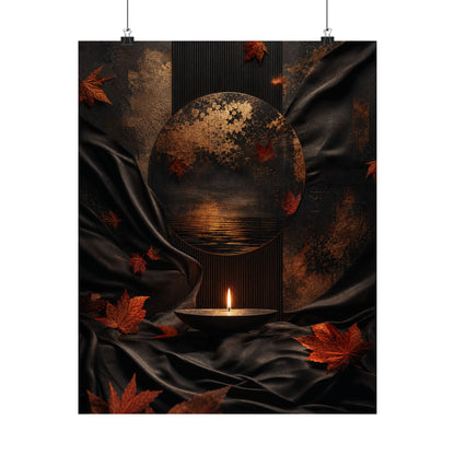 Kanso Silk Drape Wall Art Print - Dark Japandi Dark Texture