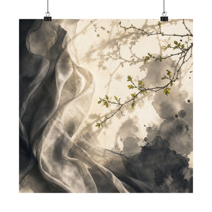 Silk Drape Spring Wall Art Print | Japandi Earthy Design