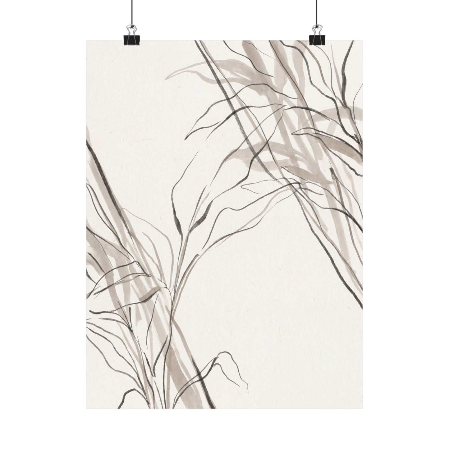 Japandi Shoji Screen in Dappled | Minimal Line Wall Art Print