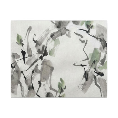 Zen Ink Brushstroke in Overcast | Sumi E Canvas Art Art Print