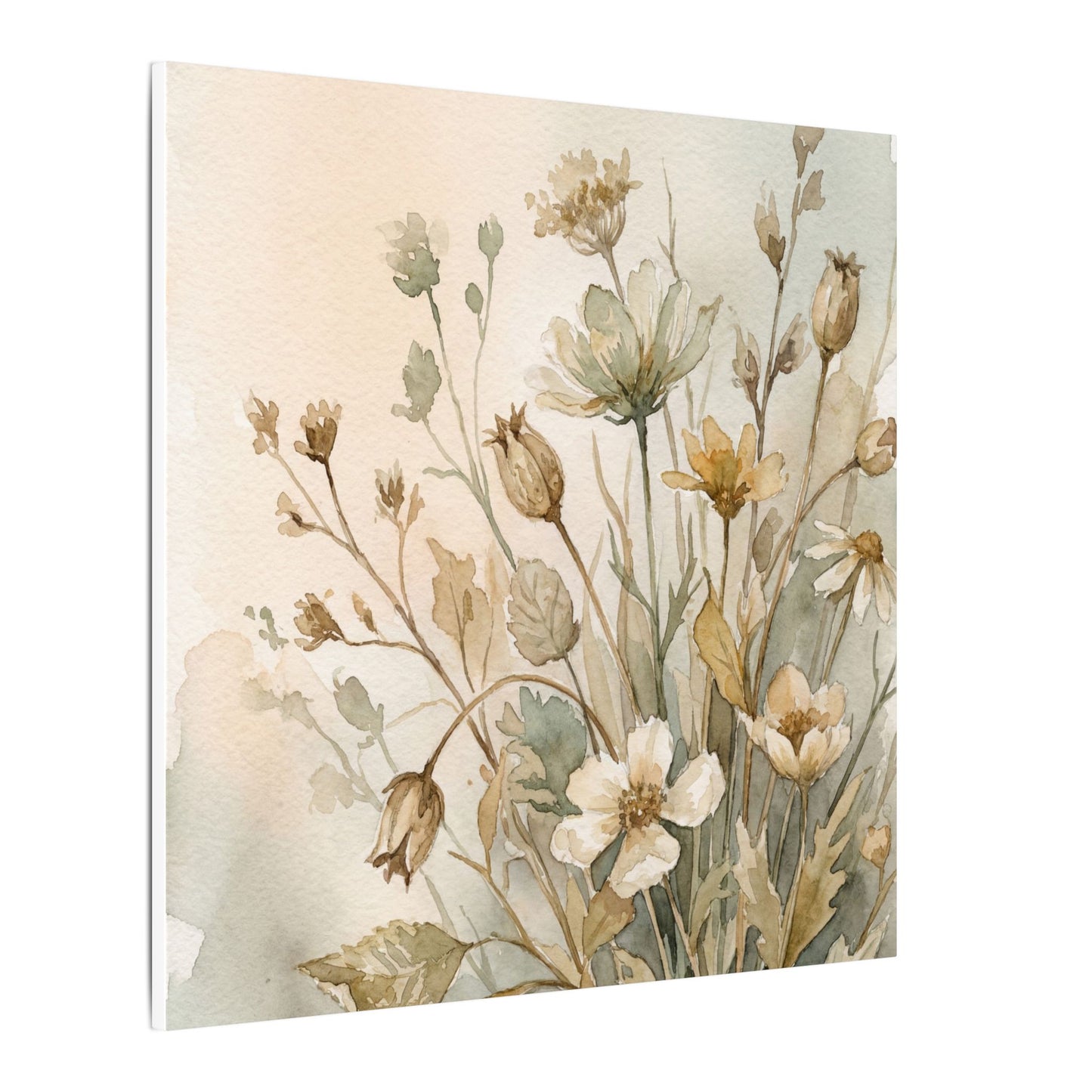 Summer Dried Flowers Watercolor Canvas Art | Elegant Decor