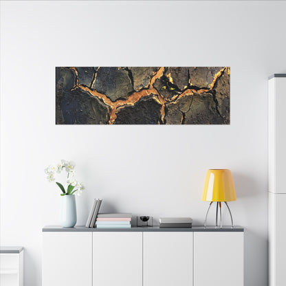 Cracked Earth Spring Canvas Art | Dark Japandi Atmospheric Design