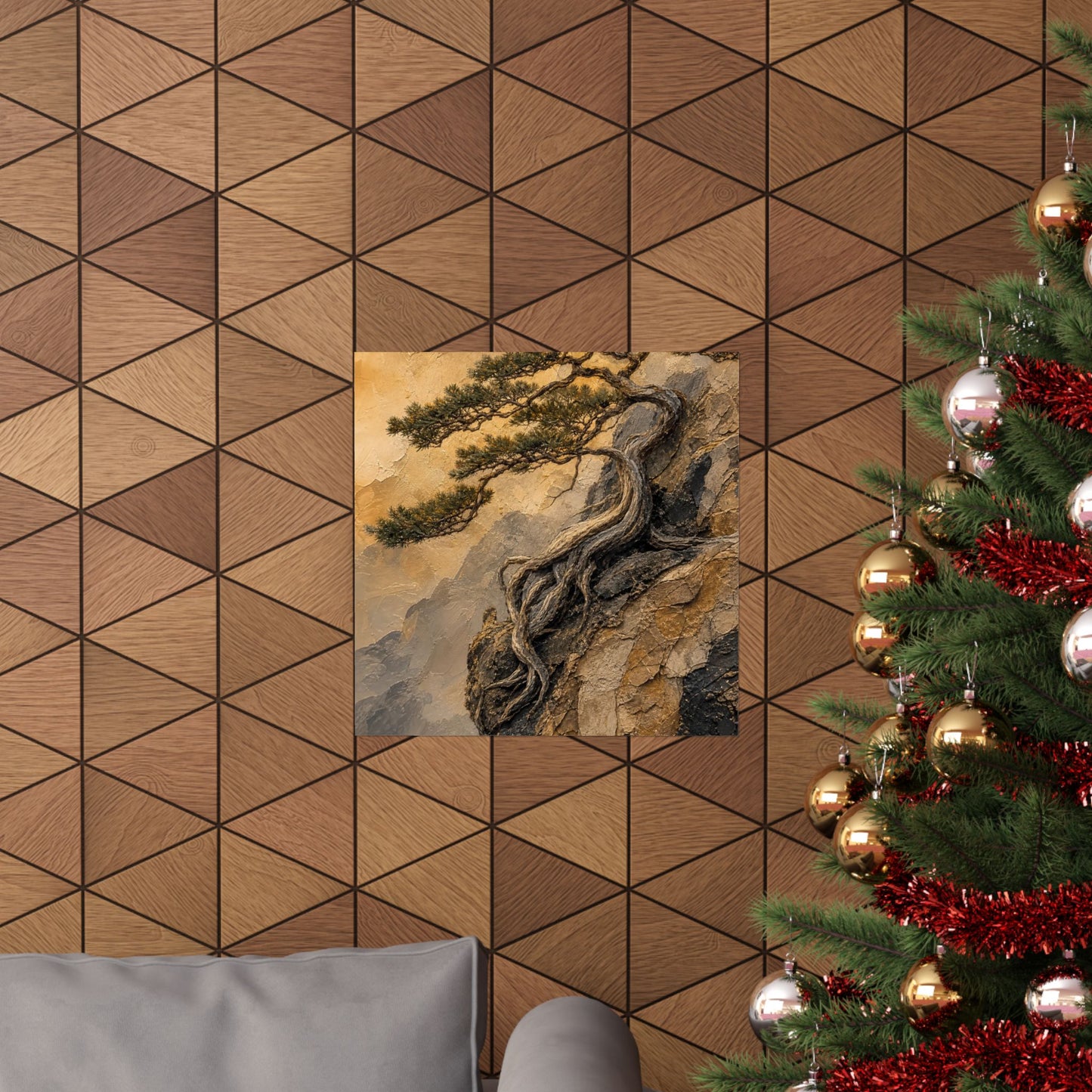 Elegant Pine Tree Wall Art Print - Texture Japandi