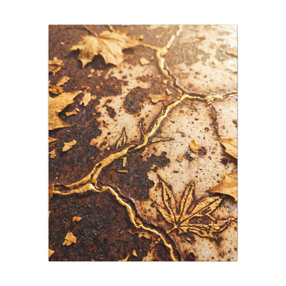 Kintsugi Rust Patina in Golden Hour | Gold Vein Canvas Art