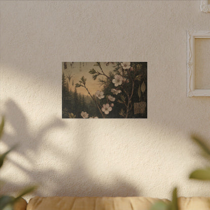 Spring Cherry Blossom Herbarium Canvas Art | Nostalgic Decor