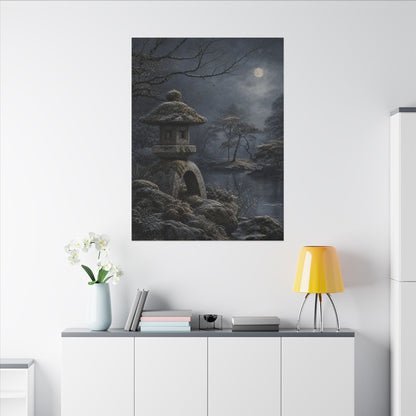 Stone Lantern Canvas Art | Winter Japandi Japanese Pattern Art