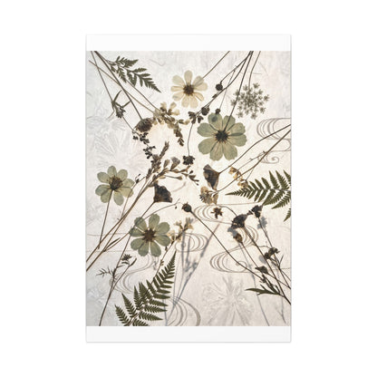 Japandi Dried Flowers in Golden Hour | Japanese Pattern Canvas Art