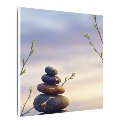 Spring River Stones Gold Vein Canvas Art | Philosophical Decor