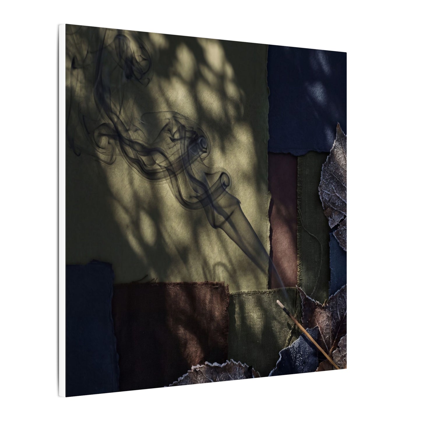 Ma Incense Smoke Canvas Art - Dark Japandi Dark Texture