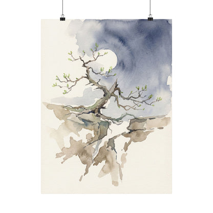 Pine Tree Spring Wall Art Print | Japandi Elegant Design
