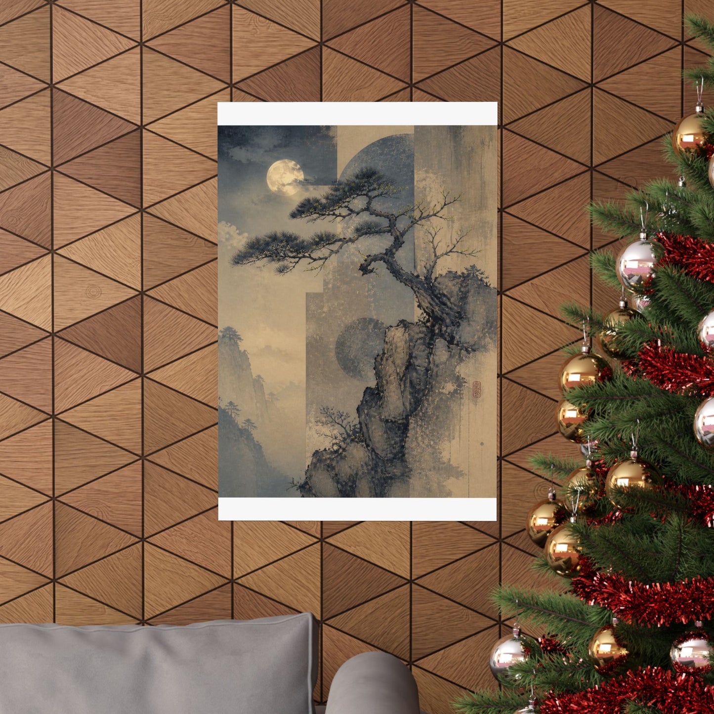 Ma Pine Tree Wall Art Print - Japandi Japanese Pattern
