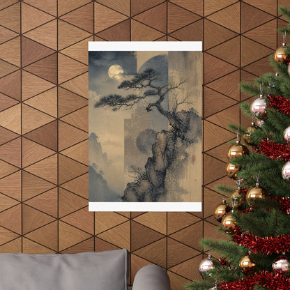 Ma Pine Tree Wall Art Print - Japandi Japanese Pattern