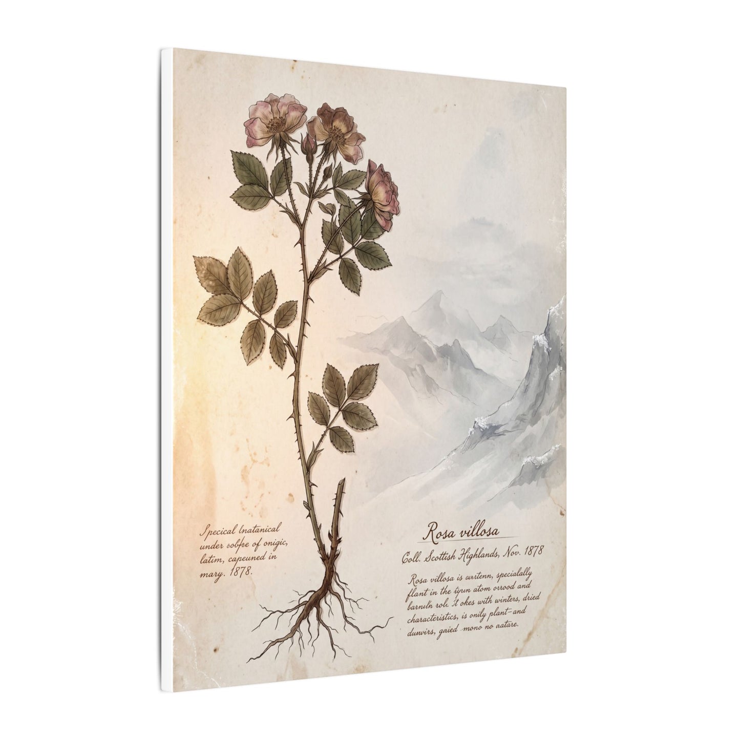 Winter Mountain Mist Herbarium Canvas Art | Earthy Decor