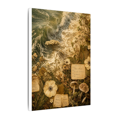 Spring Ocean Wave Herbarium Canvas Art | Nostalgic Decor
