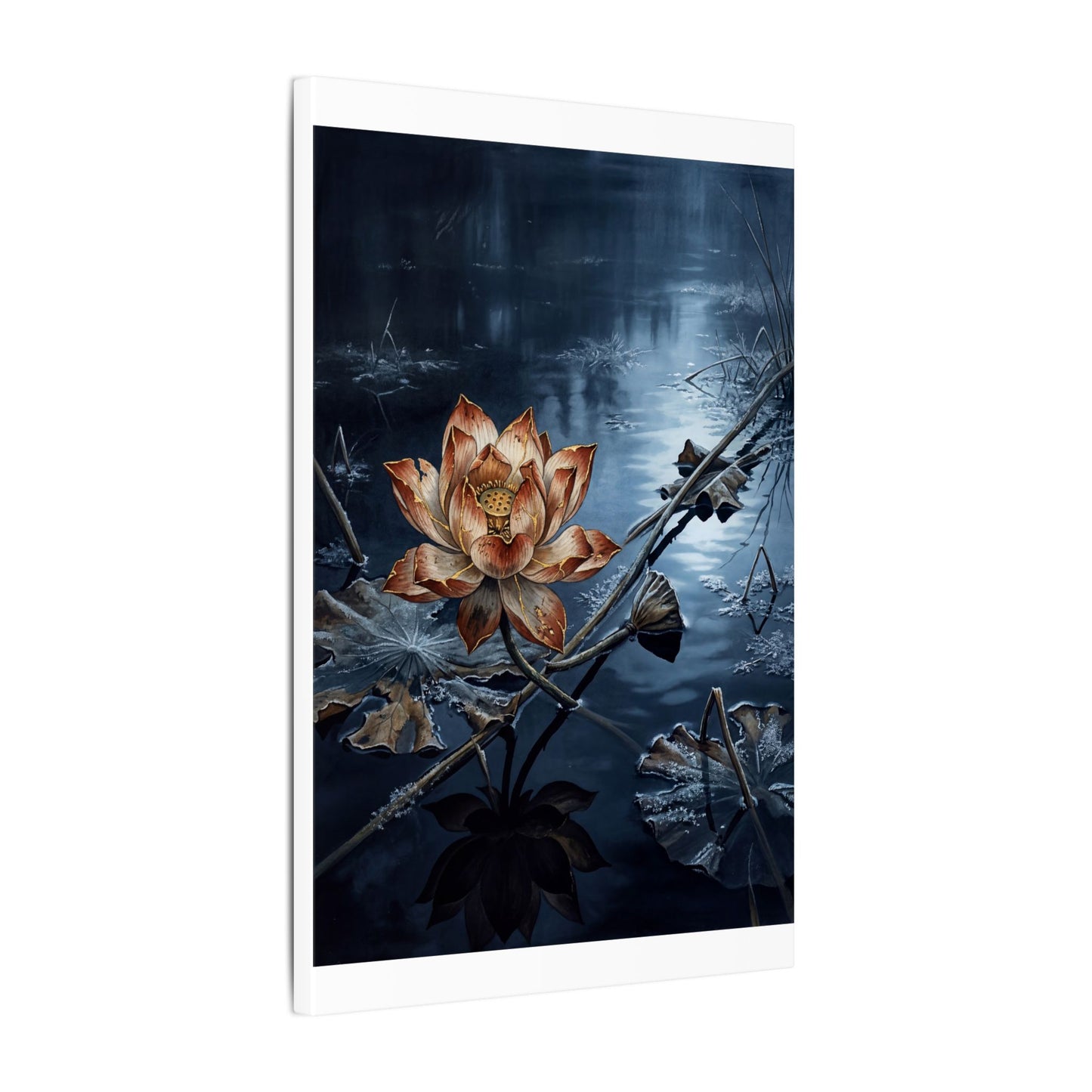 Winter Lotus Flower Broken Beauty Canvas Art | Healing Decor