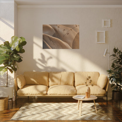 Japandi Silk Drape in Golden Hour | Japanese Pattern Canvas Art