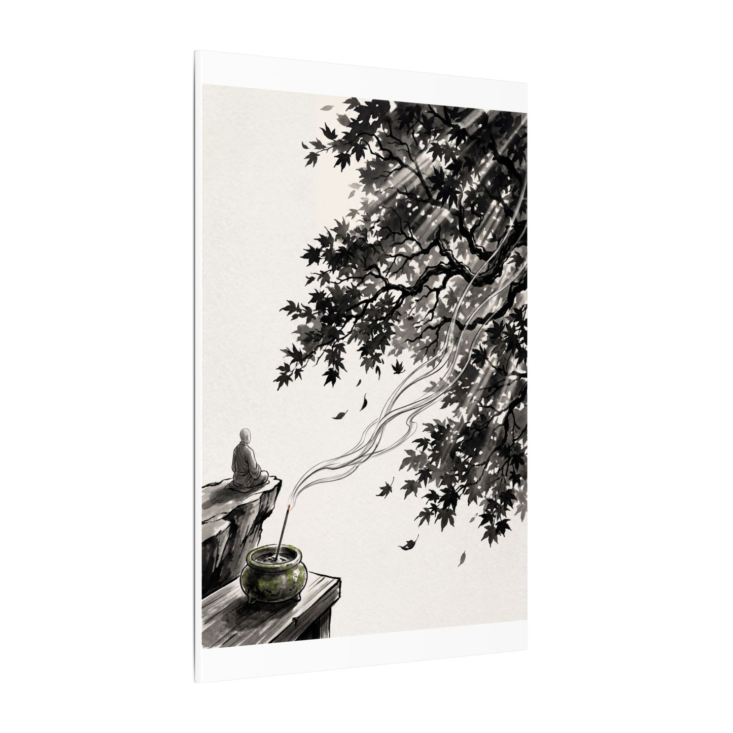 Serene Incense Smoke Canvas Art - Ukiyo E Inspired Zen