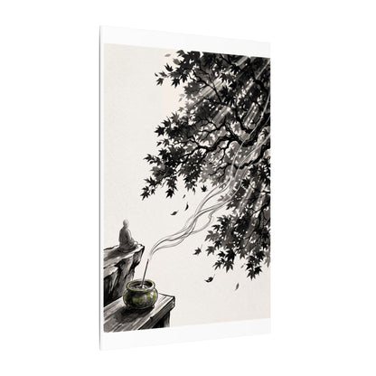 Serene Incense Smoke Canvas Art - Ukiyo E Inspired Zen