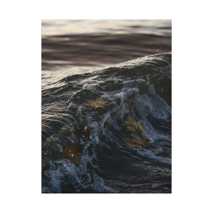 Dark Japandi Ocean Wave in Dawn | Moody Minimal Canvas Art