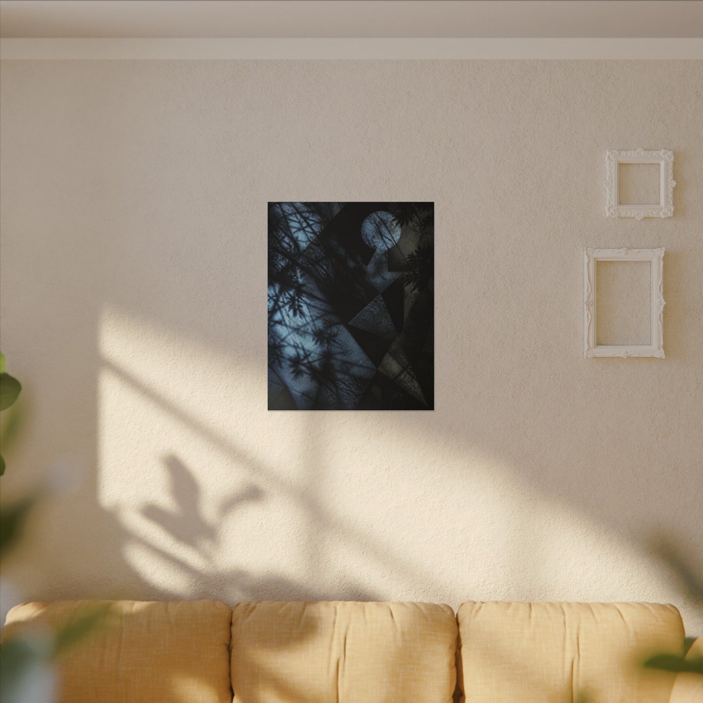 Shadow Play Winter Canvas Art | Dark Japandi Luxurious Design