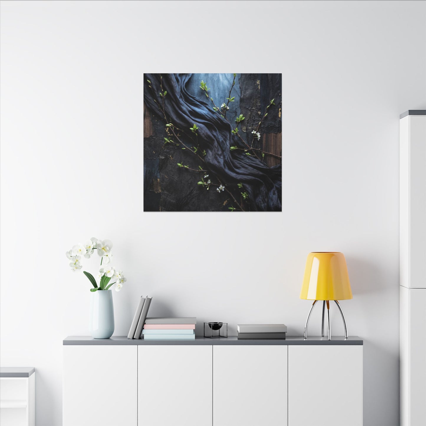 Spring Silk Drape Dark Texture Canvas Art | Atmospheric Decor