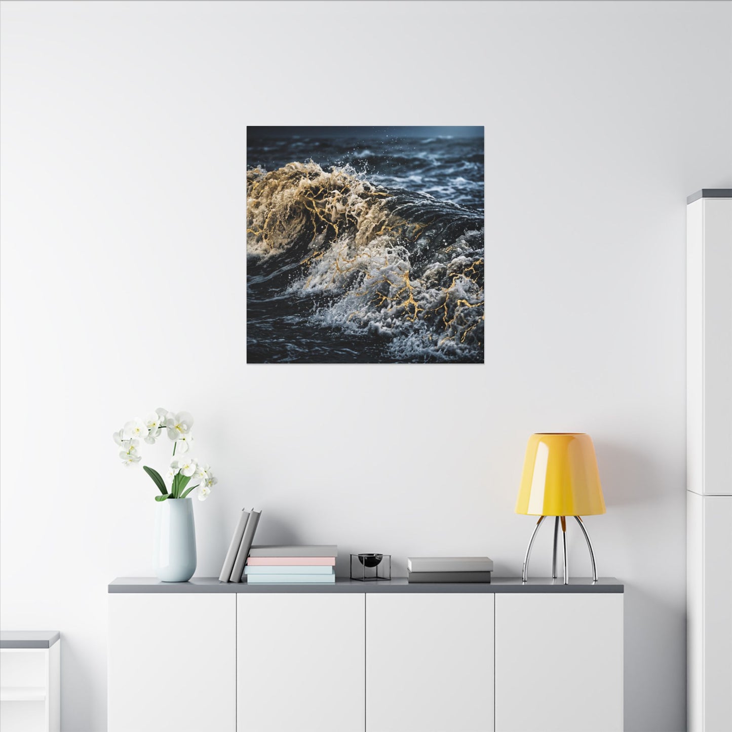 Ocean Wave Winter Canvas Art | Kintsugi Artful Design Art Print