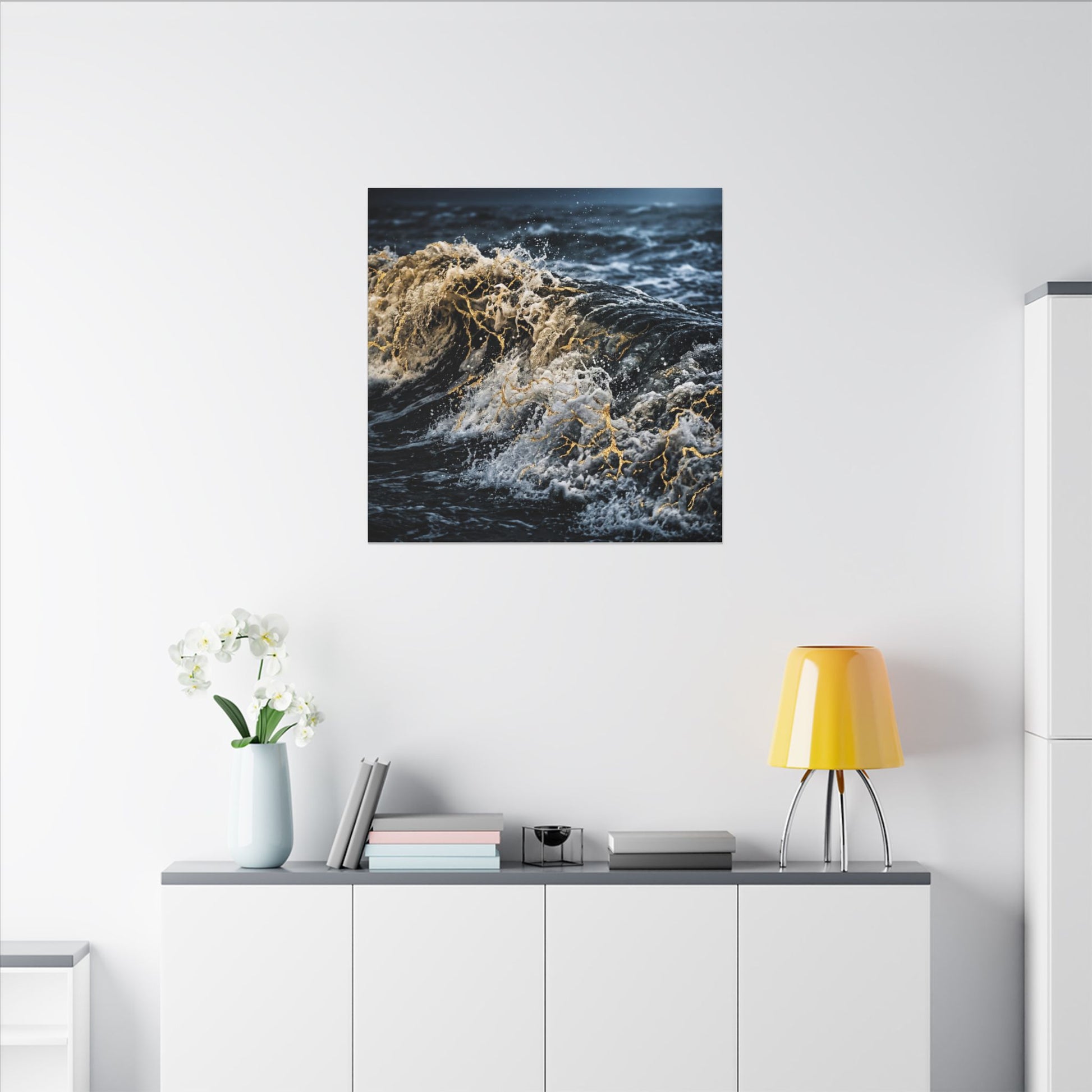 Ocean Wave Winter Canvas Art | Kintsugi Artful Design Art Print