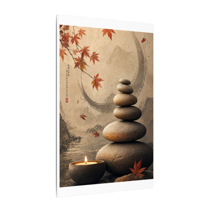 Japandi River Stones in Candlelight | Japanese Pattern Canvas Art