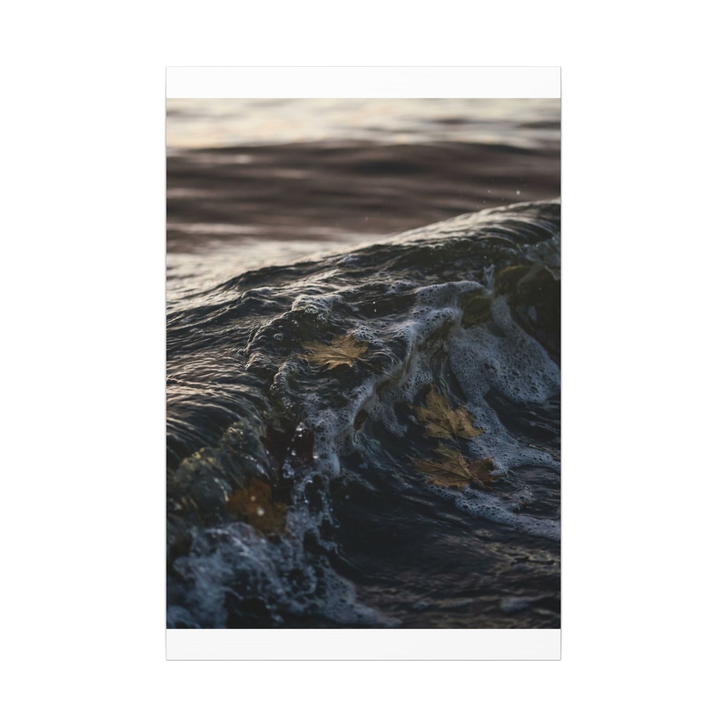 Dark Japandi Ocean Wave in Dawn | Moody Minimal Canvas Art
