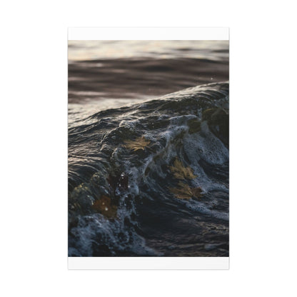 Dark Japandi Ocean Wave in Dawn | Moody Minimal Canvas Art