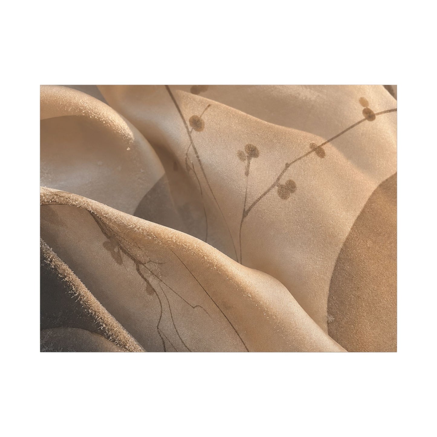 Japandi Silk Drape in Golden Hour | Japanese Pattern Canvas Art