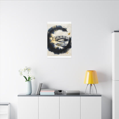 Autumn Ink Brushstroke Karesansui Canvas Art | Peaceful Decor