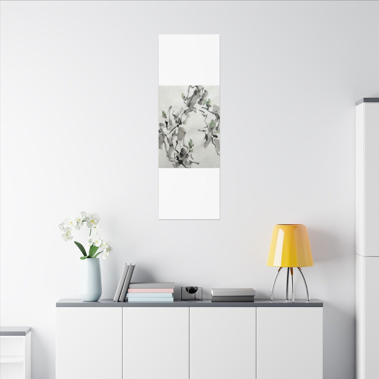 Zen Ink Brushstroke in Overcast | Sumi E Canvas Art