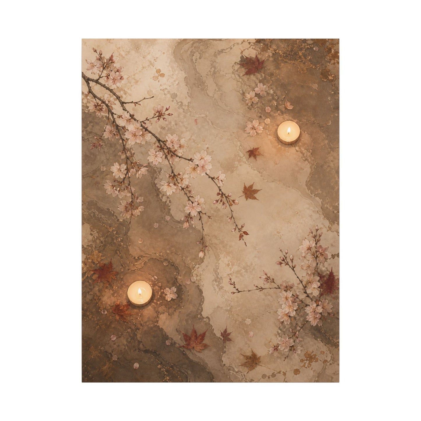 Cherry Blossom Canvas Art | Autumn Japandi Japanese Pattern Art