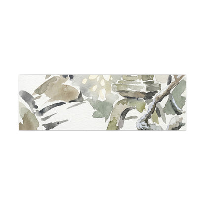 Elegant Stone Lantern Canvas Art - Watercolor Japandi