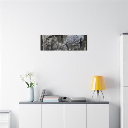 Winter Moonlit Garden Dark Texture Canvas Art | Moody Decor