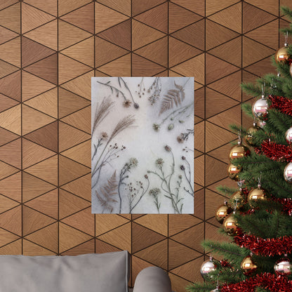 Earthy Dried Flowers Wall Art Print - Japanese Pattern Japandi