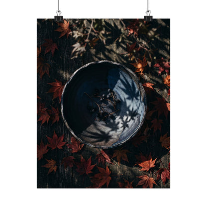 Kanso Ceramic Bowl Wall Art Print - Dark Japandi Shadow Zen