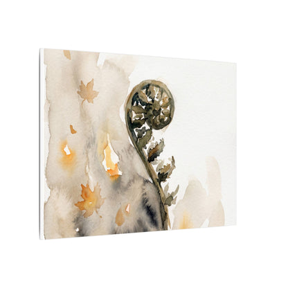 Fern Unfurling Watercolor Canvas Art | Earthy Japandi Art