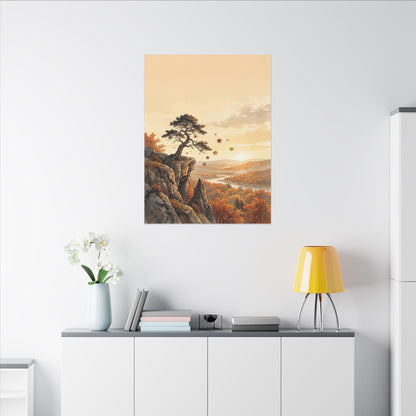 Pine Tree Autumn Canvas Art | Japandi Warm Design
