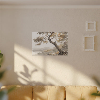 Pine Tree Watercolor Canvas Art | Elegant Japandi Art