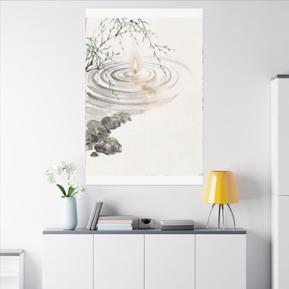 Water Ripple Sumi E Canvas Art | Tranquil Zen Art