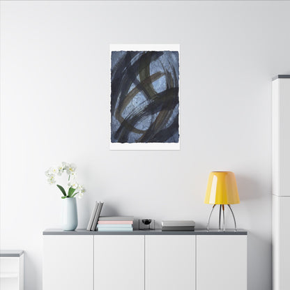Ink Brushstroke Canvas Art | Winter Dark Japandi Shadow Zen Art