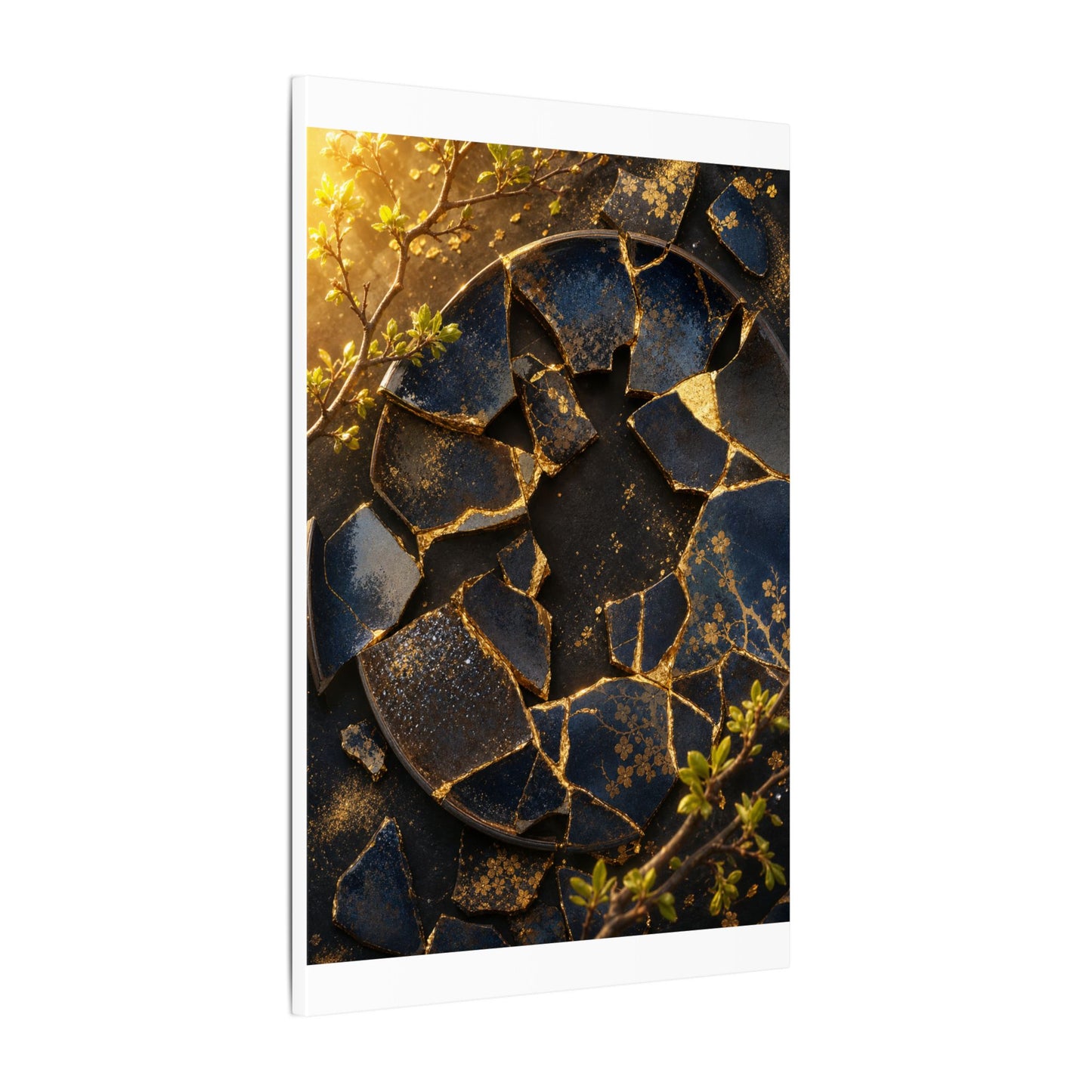 Golden Hour Broken Pottery Canvas Art - Kintsugi Ma